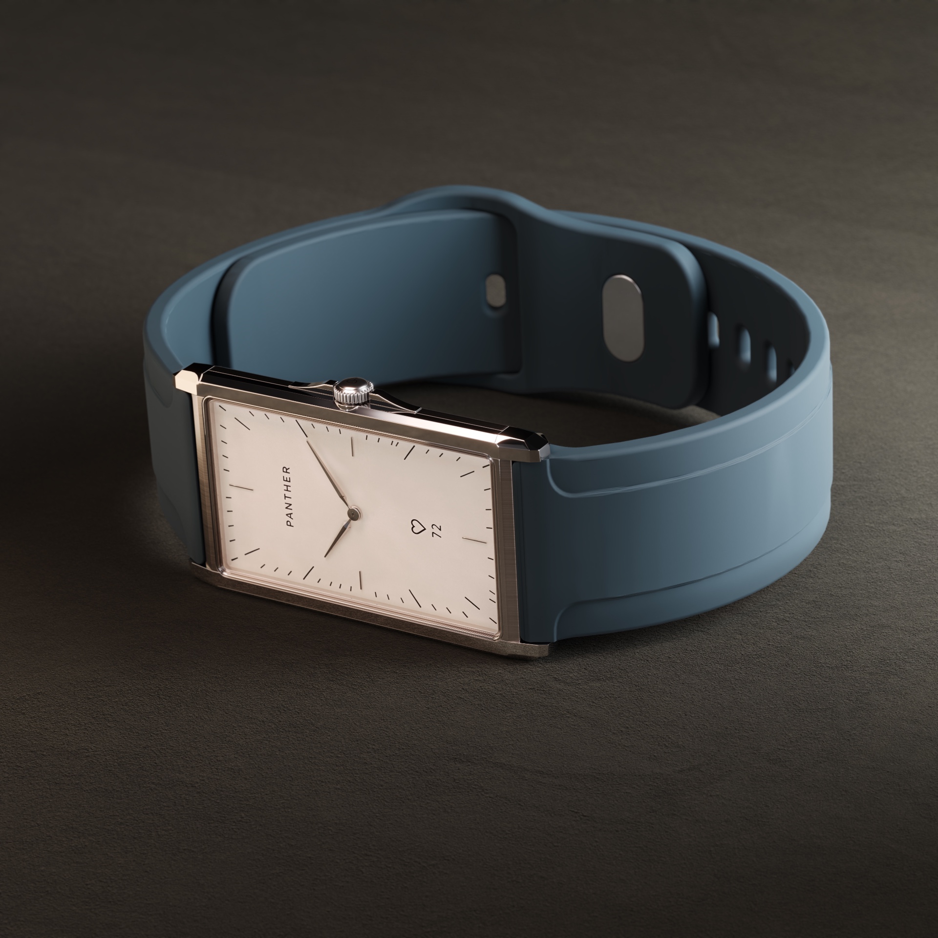The Panther Solstice with blue sport rubber strap