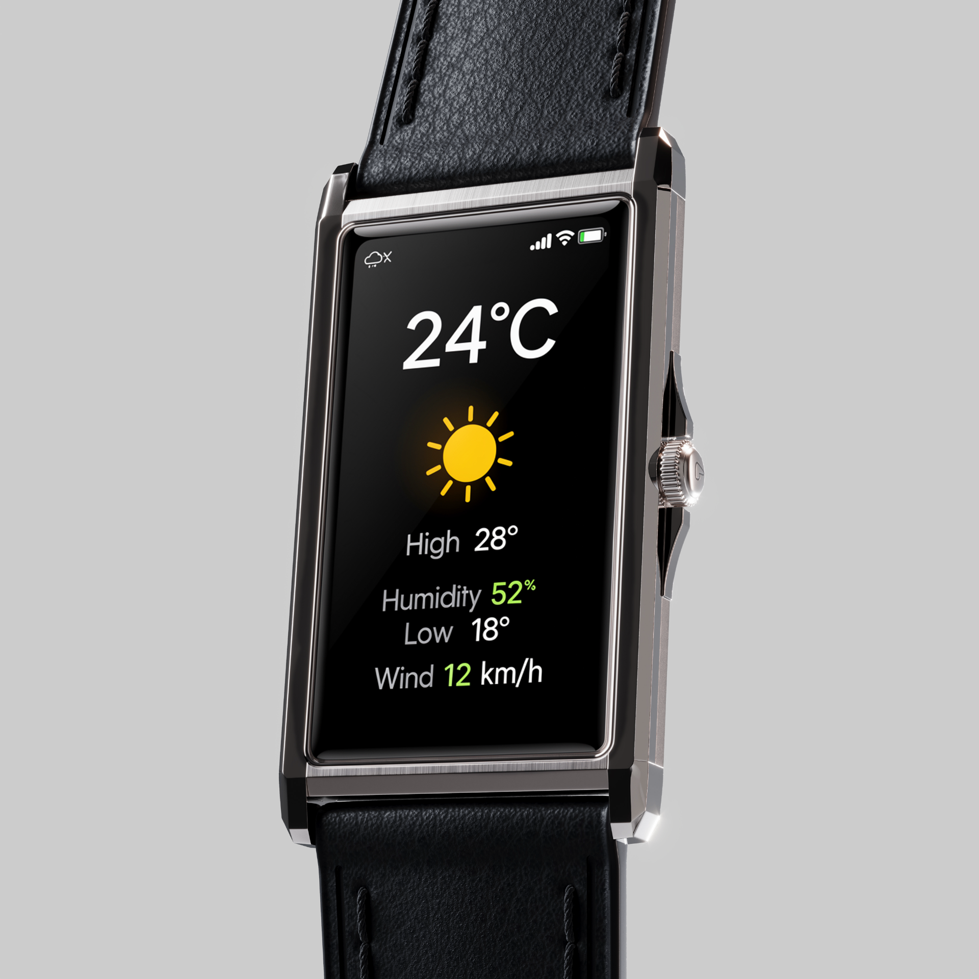 The Panther Solstice showing weather with temperature, humidity, and wind